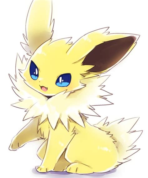 A Drawing Of A Pikachu With Blue Eyes Sitting Down And Looking At The