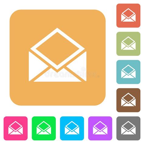 Open Mail Rounded Square Flat Icons Stock Vector Illustration Of