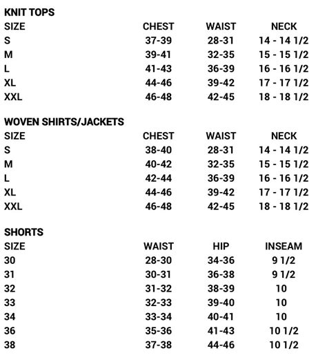 Size Chart Vlrengbr