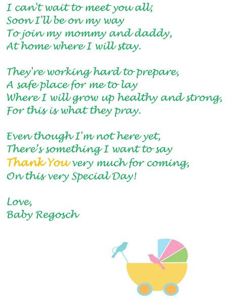 Thank You Note From Baby Baby Shower Poems Baby Shower Gifts Baby
