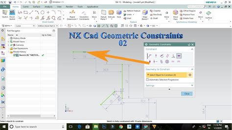 Nx Cad Sketch Geometrical Constraints Tutorial 2 Tamil Youtube