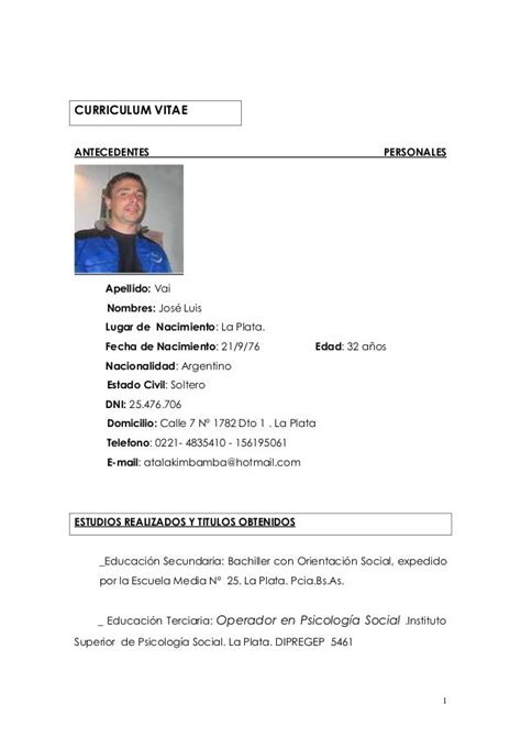 Middle name / other names: Modelo De Curriculum Vitae Doc - Modelo de Curriculum Vitae
