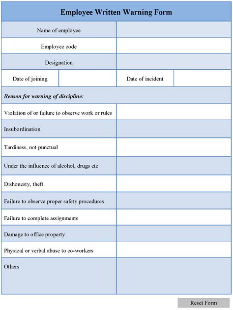Employee Written Warning Form Editable Pdf Forms