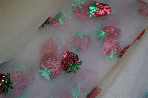 Fabulous Sequined Strawberry Lace Fabric Sparkle Lace Fabric Etsy