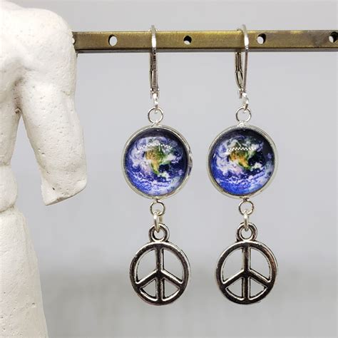 Peace On Earth Earrings Peace Sign Earrings Etsy Etsy Earrings