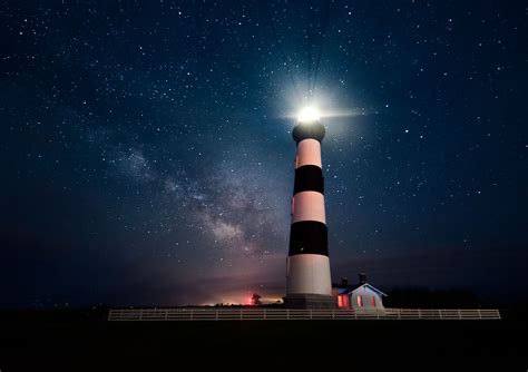 Lighthouse At Night Stars