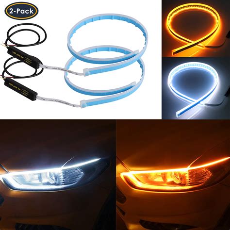 Ultra Thin Car Led Strip Lights2 Pack 24inch Slim Amber Sequential