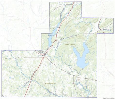 Topographic Map Of Atoka County Oklahoma Atoka Map Oklahoma