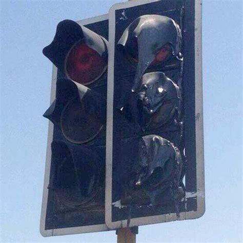 You Know Its Hot Outside When The Traffic Lights Are Melting