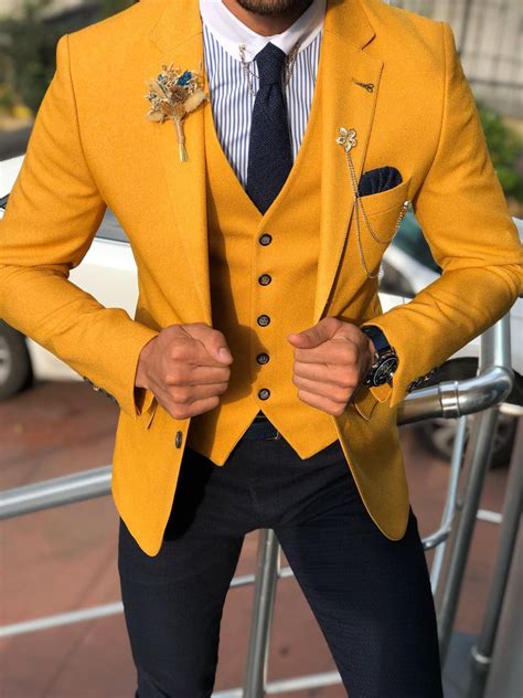 Buy Yellow Slim Fit Suit By Free Shipping Worldwide