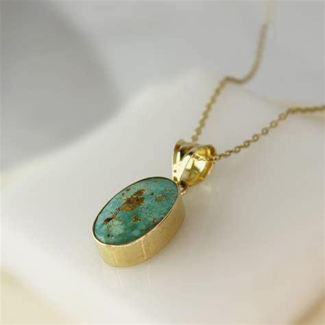 Gold Raw Turquoise Necklace 14k Gold Genuine Turquoise Necklace
