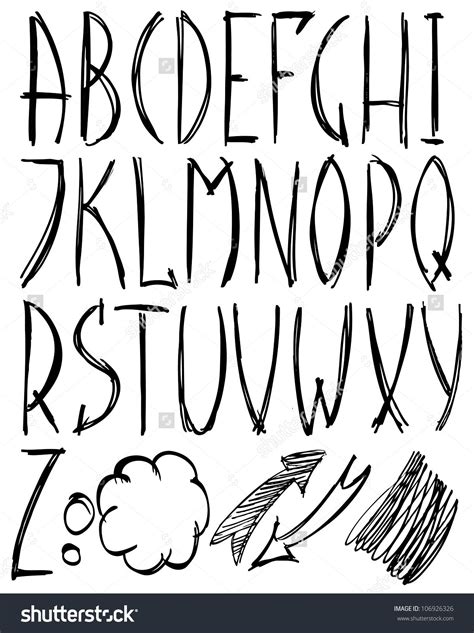 Hand Drawn Alphabet Vector Illustration Lettering Alphabet Hand