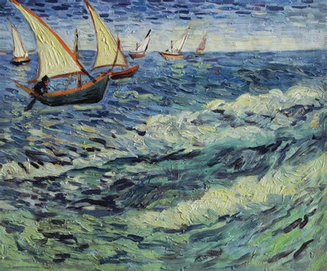 Vg36 Fishing Boats At Sea Vincent Van Gogh Repro Oil Painting On Canvas
