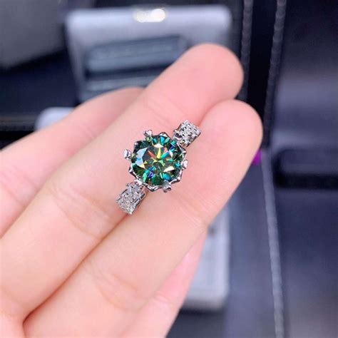 Gorgeous Green Moissanite Ring 1ct D Color Vvs1 Sterling Etsy Canada