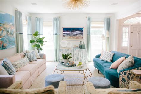 Gathered Interior Design Pink Teal Couches 