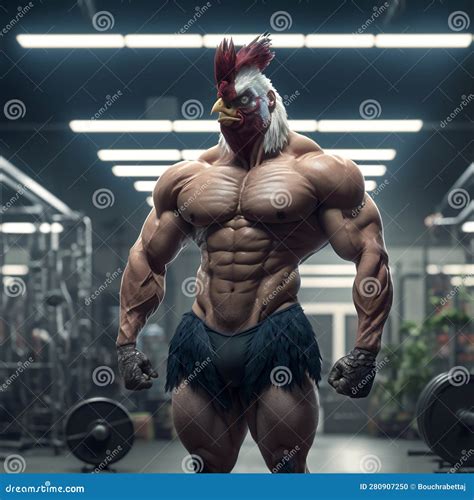 A Buff Rooster At The Gym Stock Illustration Illustration Of Gymnasium