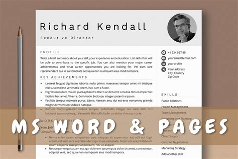 Combination Resume Template With Photo For Word And Pages By