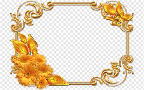 Bunga Dan Daun Emas Ilustrasi Bingkai Digital Bingkai Bingkai Undangan Bermacam Macam Orang