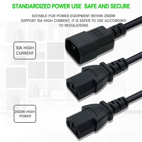 Buy Eonvic C14 To 2 X C13 Female Splitter Power Cable Iec C14 Male Plug