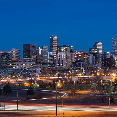 Panoramic Photo of Downtown Denver Skyline with Elitch Gardens