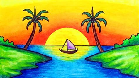 Landscape Pictures To Draw Easy How To Draw Simple Scenery For Kids