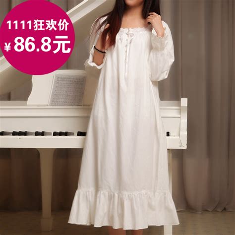 Autumn And Winter Long Sleeved Cotton Nightgown Princess Palace Retro