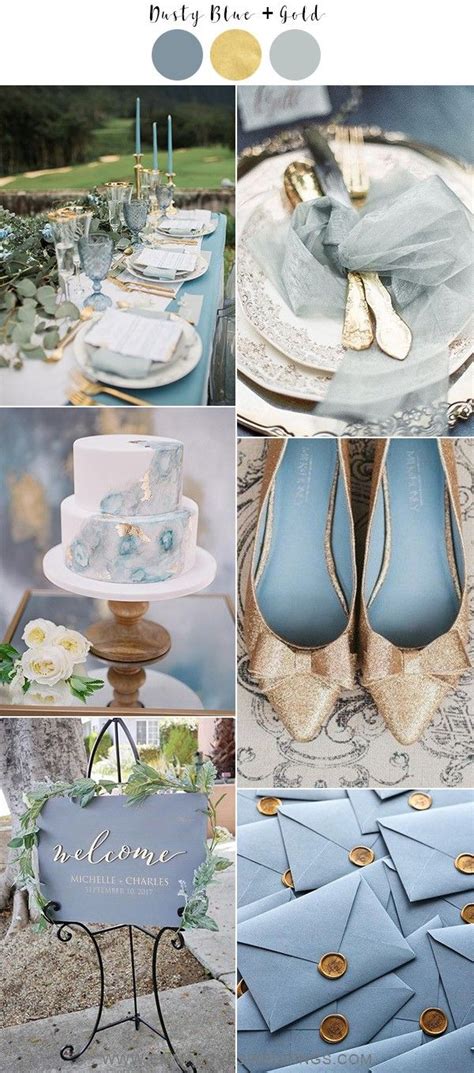 7 Gorgeous Dusty Blue Wedding Color Ideas For 2022 Brides Blue Gold