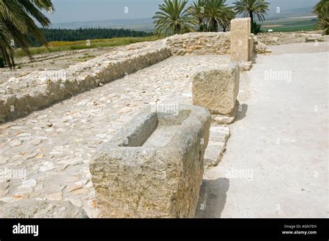 Israel Jezreel Valley Tel Megiddo National Park Troughs In The Southern