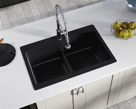Great savings & free delivery / collection on many items. T812-Black Double Equal Bowl Low-Divide Topmount ...