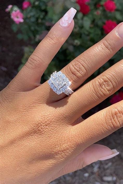 Princess Cut Wedding Rings For Women Gold Macy S Celeste Halo By Marchesa Princess Cut Diamond