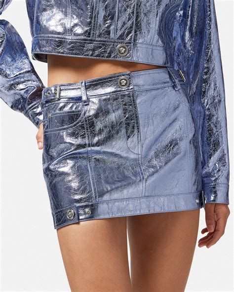 Versace Medusa Metallic Leather Mini Skirt For Women Online Store Eu