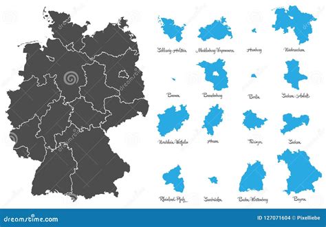 De Kaart Van Duitsland Met De Vectorreeks Van Staten Vector Illustratie