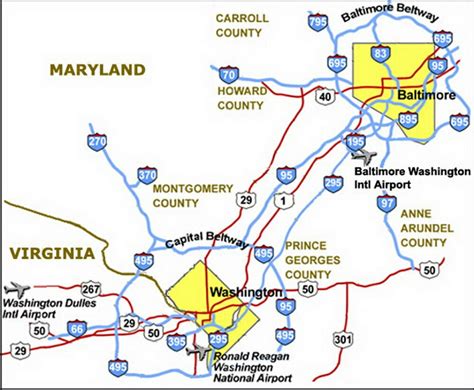 Map Of Washington Dc Airports