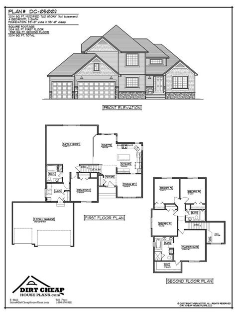 Some two story house plans feature elevators, which make it easy for an elderly relative to get around or to ensure the ability. Inexpensive Two-Story House Plans | DC-05002 Modified Two ...