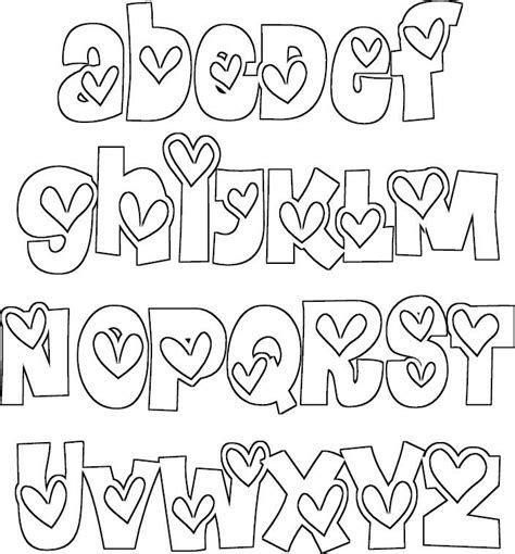 The Letters And Numbers Are Outlined In Doodle Style With Hearts On
