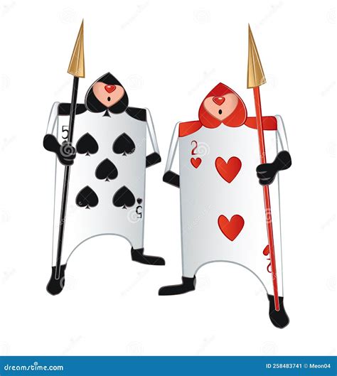 Cartoon Card Soldiers from Wonderland Story. Card Army Black and Red