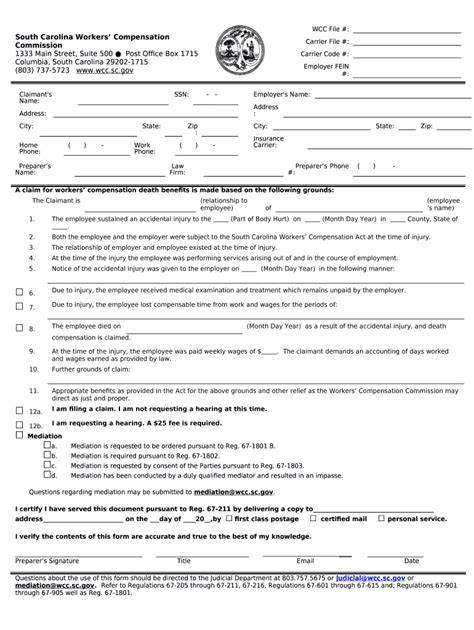 52 South Carolina Workers Compensation Commission Doc Template