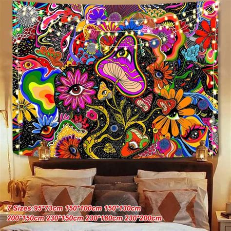 Buy Psychedelic Colorful Mushroom Tapestry Flower Hippie Tapestrywall
