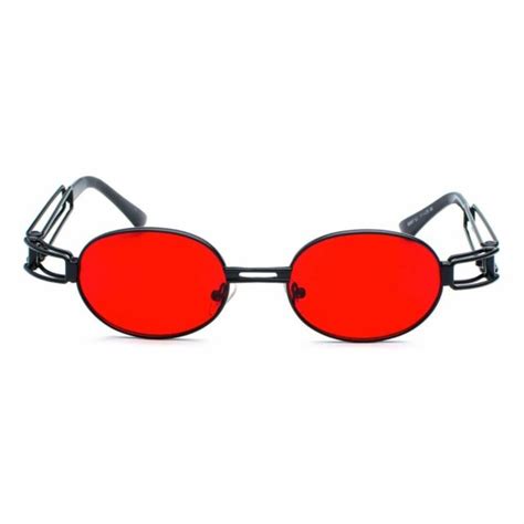 red tint lens sunglasses retro oval men women black metal frame uv400 gradient ebay