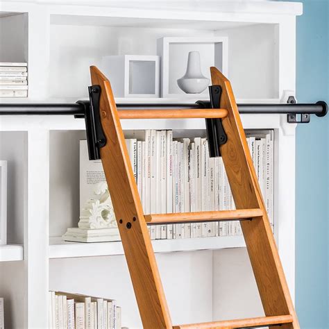 Rockler Classic Rolling Library Ladder Kit 8h With 12 Track Satin