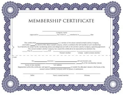 Membership Certificate Templates Word Excel Samples