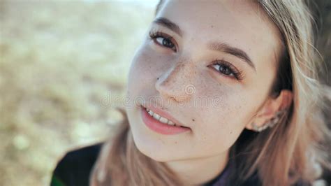 Face Close Up Of A Nice Young Blonde Russian Girl Stock Photo Image