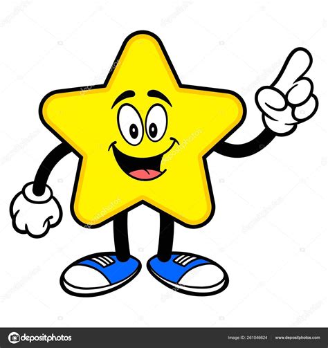 Star Mascot Pointing Cartoon Illustration Cute Star Mascot Stock Vector
