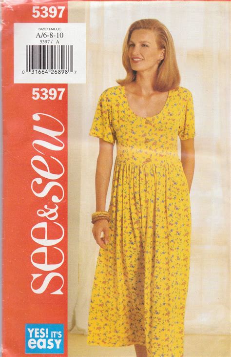 Butterick See Sew Easy Pattern Scoop Neck Button Front Bodice Loose