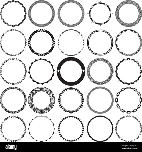 Collection Of Round Decorative Ornamental Border Frames With Clear