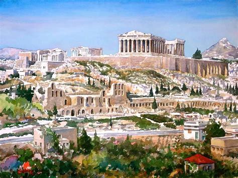Acropolis Of Athens Greece Glossy Poster Picture Photo Greek Citadel