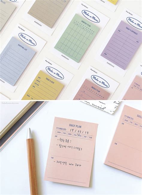 Plan Marker Sticky Notes Types Daily Checklist Colorful Etsy Canada