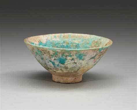 Bowl Pottery Turquoise Glaze Diameter 16 Cm Persia 13th Century