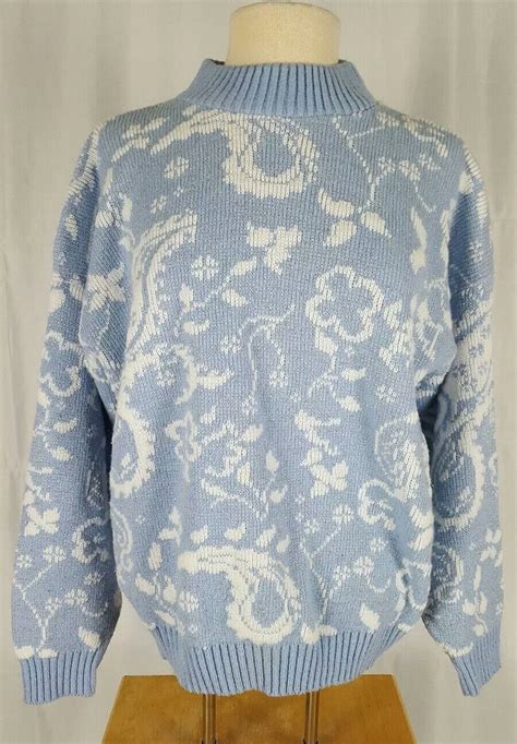 Kawaii Fairy Kei Vintage Sweater Pastel Blue White Me Gem