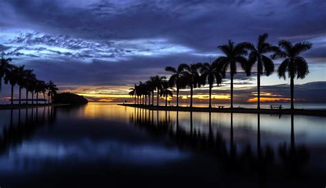 Wallpaper Sunlight Sunset Sea Bay Night Reflection Sky Sunrise